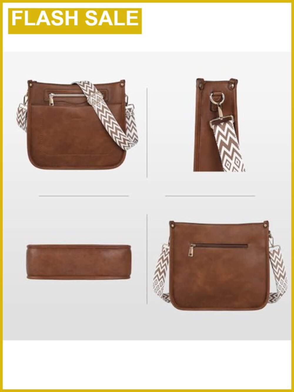 Vegan Leather Crossbody Hobo Bag with Wallet Set, Adjustable Strap - Picture 6 of 6
